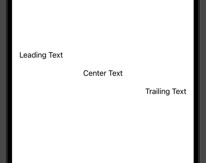 SwiftUI - Text Alignment: Example Preview with Left Aligned, Center Aligned, and Right Aligned Text Views